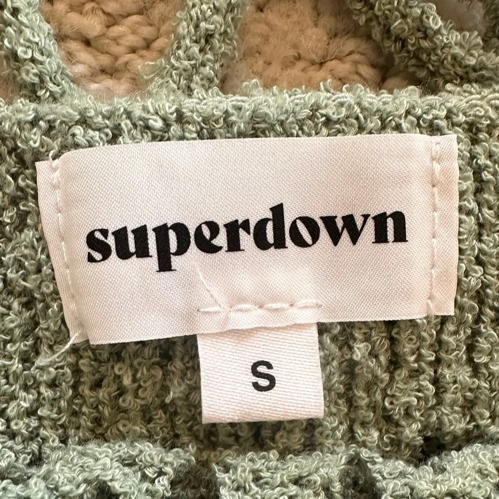 superdown Mirina Maxi Dress Sage Green Crochet Knit Cover Up Size Small - Picture 5 of 5